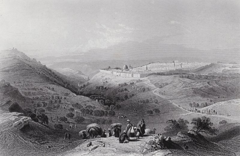 Oljeberget og Jerusalem, fra nordøst av William H. Bartlett