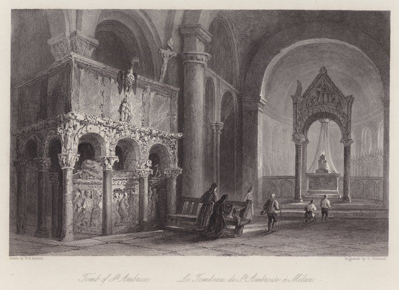 Graven til St Ambrose (gravering) av William H. Bartlett