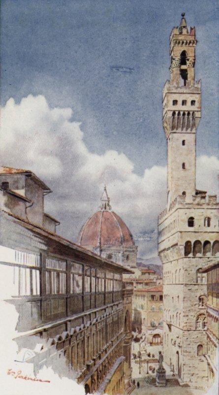 Fra Uffizi, Firenze (farge litho) av William H. Parkinson