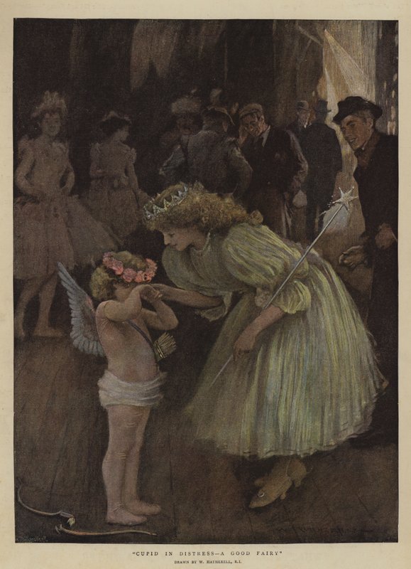 Amor i nød, en god fe (chromolitho) av William Hatherell