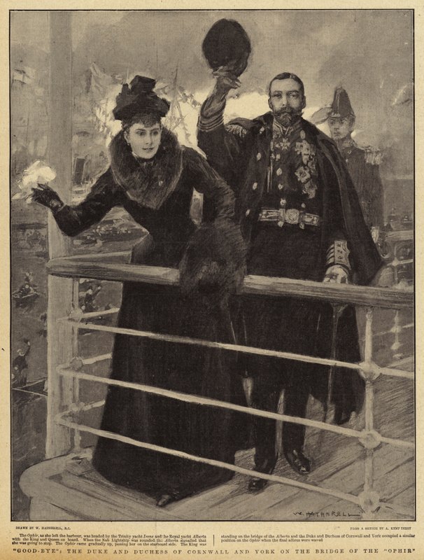 Farvel til hertugen og hertuginnen av Cornwall og York på Bridge of the Ophir av William Hatherell