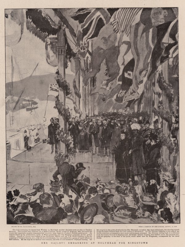 Hennes Majestet tar fatt på Holyhead for Kingstown av William Hatherell