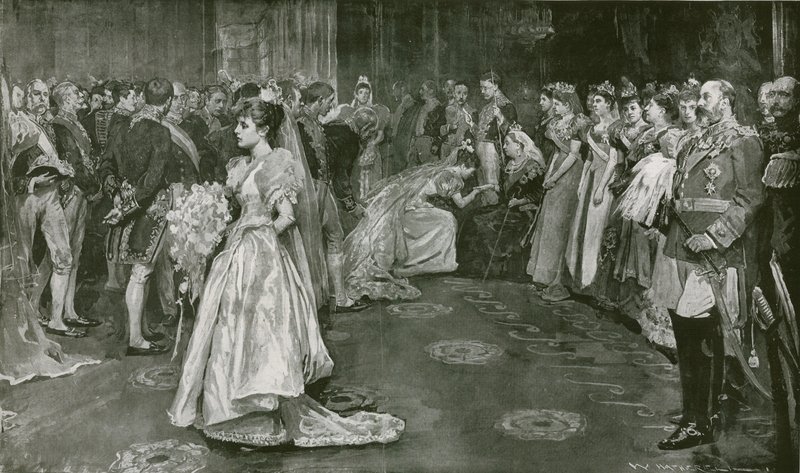 Hennes Majestets tegnestue i Buckingham Palace, presentasjonsøyeblikket av William Hatherell