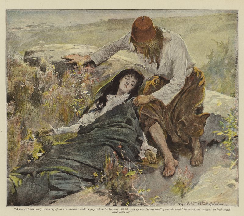 Illustrasjon for The Vengeance of Dungarvan, av E Lester Arnold (chromolitho) av William Hatherell