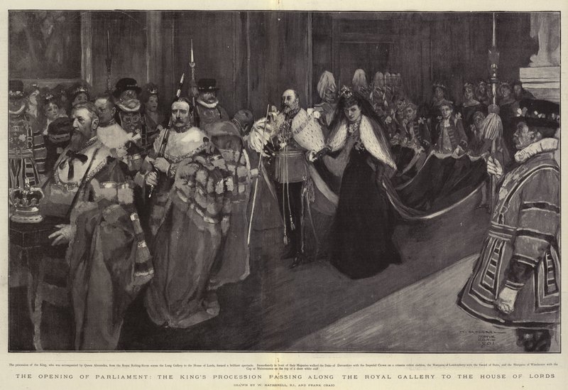 Åpningen av parlamentet, Kongens prosesjon som går langs Royal Gallery til House of Lords av William Hatherell