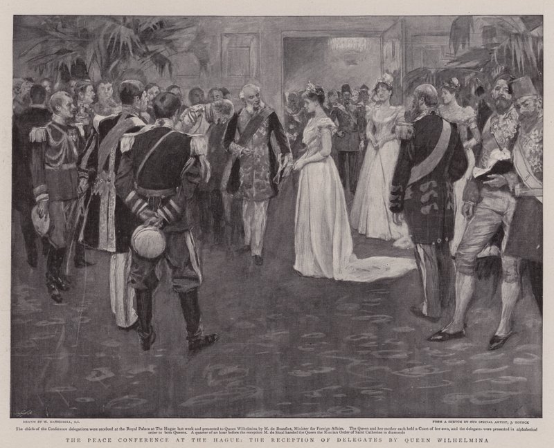 Fredskonferansen i Haag, mottakelse av delegater av dronning Wilhelmina av William Hatherell
