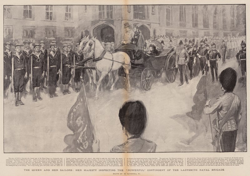 Dronningen og hennes sjømenn, Hennes Majestet inspiserer den mektige kontingenten til Ladysmith Naval Brigade av William Hatherell