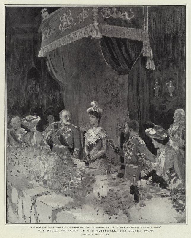 Den kongelige lunsjen i Guildhall, den andre skålen av William Hatherell