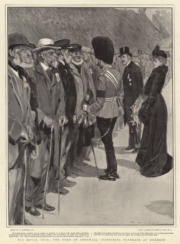 The Royal Tour, hertugen av Cornwall inspiserer veteraner ved Dunedin av William Hatherell