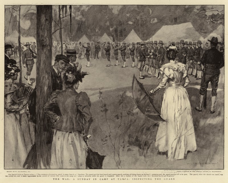 The War, A Sunday in Camp at Tampa, inspiserer vakten av William Hatherell