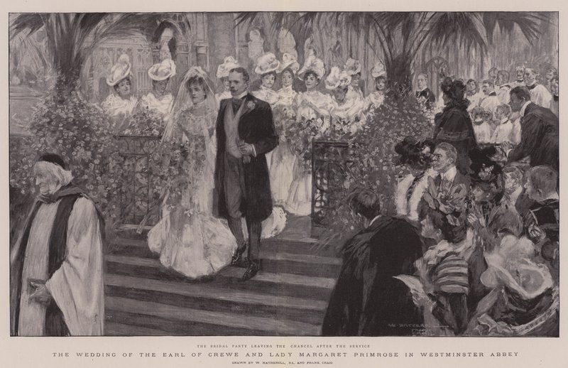 Bryllupet til jarlen av Crewe og Lady Margaret Primrose i Westminster Abbey av William Hatherell