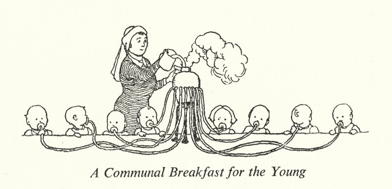 En felles frokost for de unge (litho) av William Heath Robinson