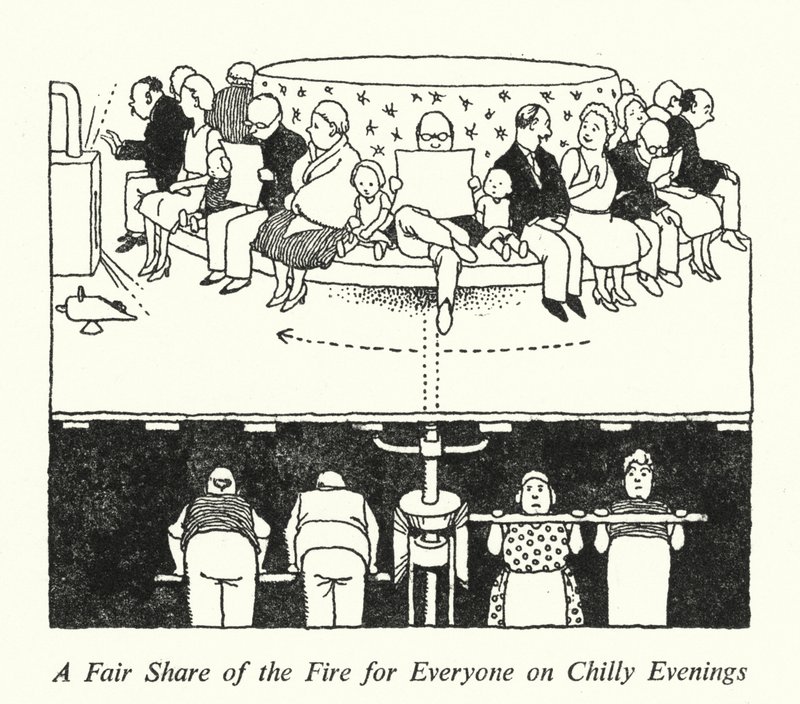 En rettferdig del av ilden for alle på kalde kvelder (litho) av William Heath Robinson
