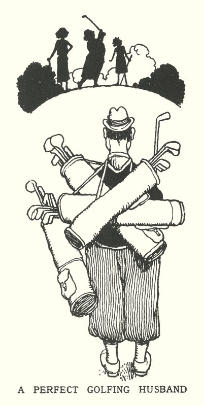 En perfekt golfektemann (litho) av William Heath Robinson