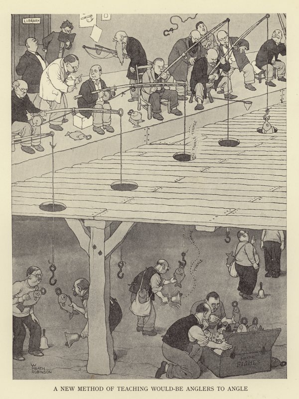 En ny metode for å lære fremtidige sportsfiskere å fiske av William Heath Robinson