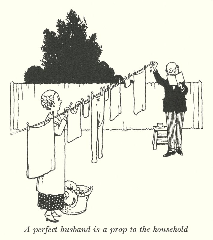 En perfekt ektemann er en rekvisitt til husholdningen (litho) av William Heath Robinson