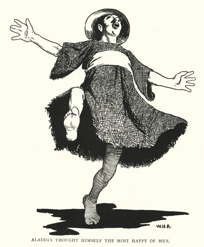 Aladdin mente seg selv som den mest lykkelige av menn (gravering) av William Heath Robinson
