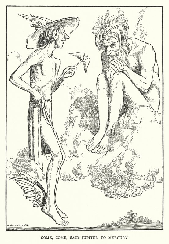 Kom, kom, sa Jupiter til Merkur (litho) av William Heath Robinson