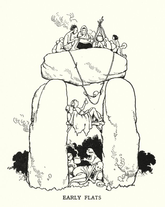 Early Flats (litho) av William Heath Robinson
