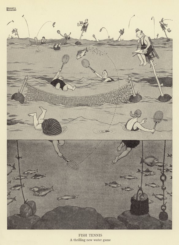 Fish Tennis, et spennende nytt vannspill av William Heath Robinson