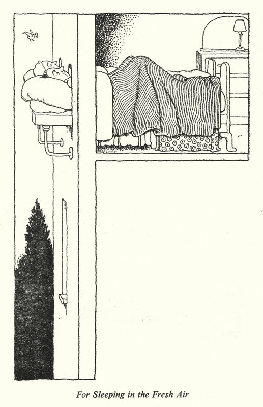 For å sove i frisk luft (litho) av William Heath Robinson