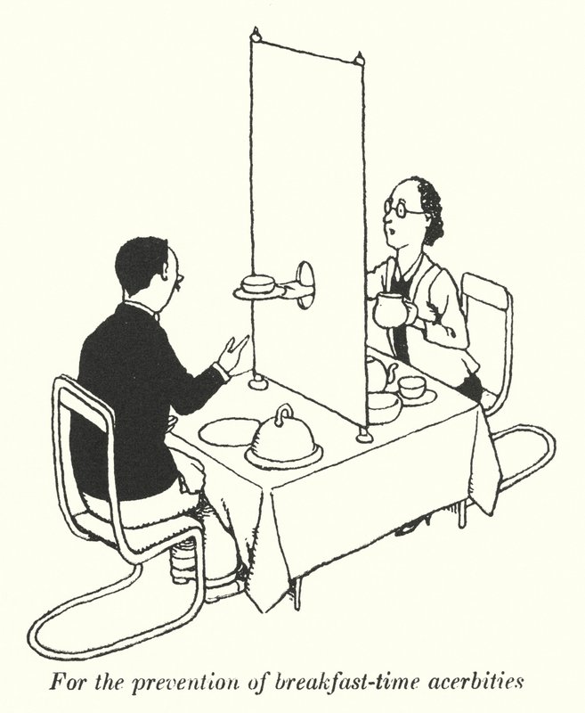 For forebygging av aerbitet ved frokosttid (litho) av William Heath Robinson