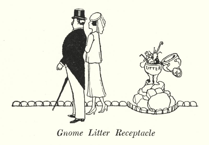 Gnome søppelbeholder (litho) av William Heath Robinson