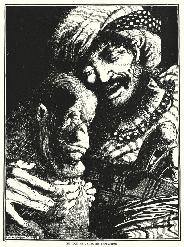 Han tok meg under sin beskyttelse (gravering) av William Heath Robinson