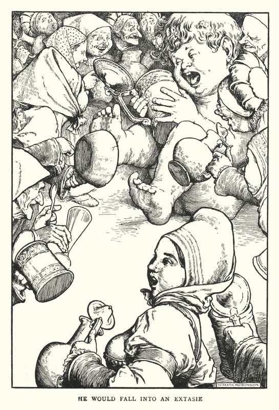 Han ville falle inn i en extasie (litho) av William Heath Robinson