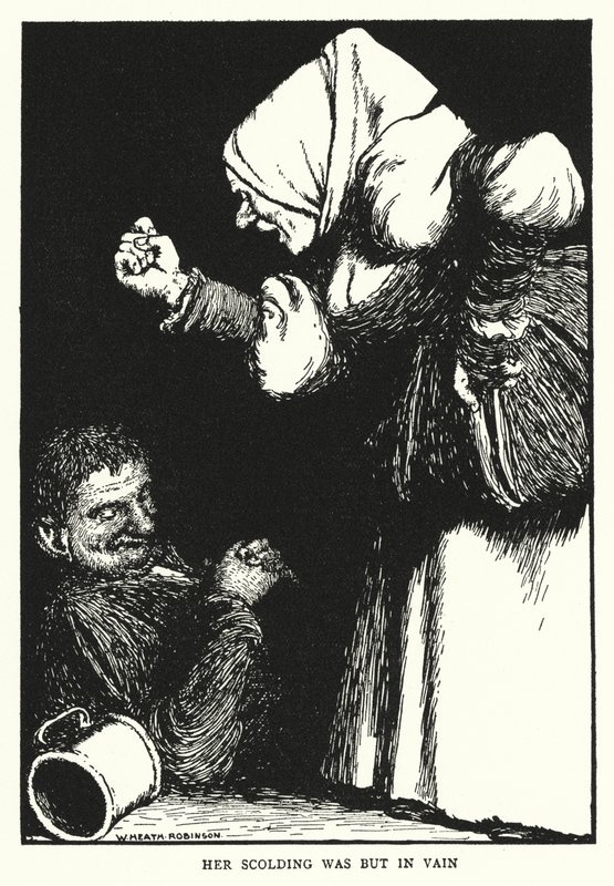 Skjellen hennes var forgjeves (litho) av William Heath Robinson