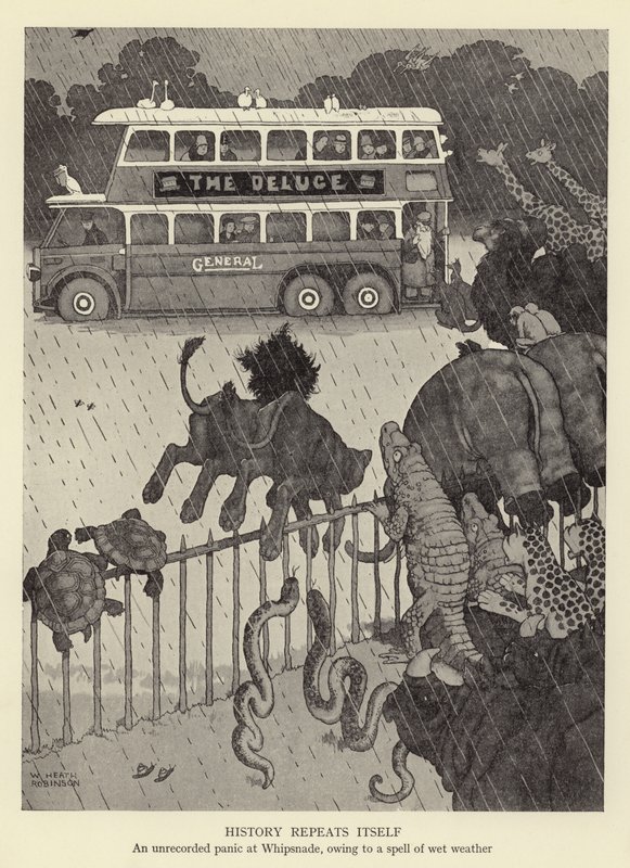 Historien gjentar seg selv, en uregistrert panikk ved Whipsnade, på grunn av en periode med vått vær av William Heath Robinson