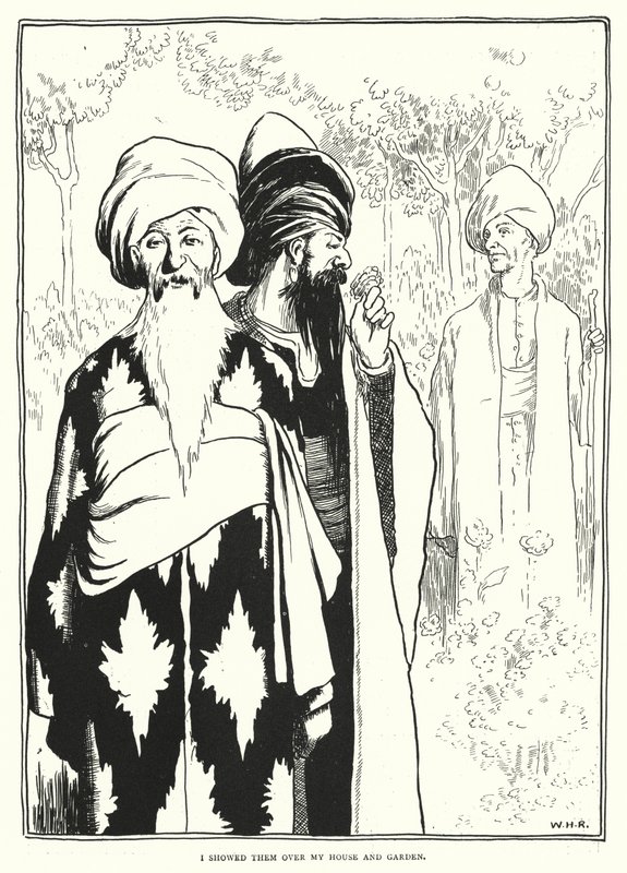 Jeg viste dem over huset og hagen (gravering) av William Heath Robinson
