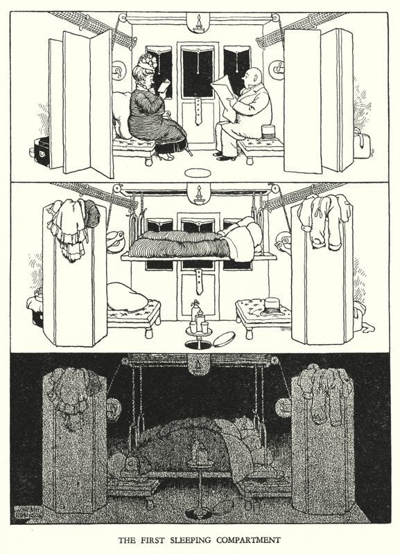 Illustrasjon for Railway Ribaldry av W Heath Robinson (litho) av William Heath Robinson