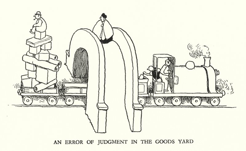 Illustrasjon for Railway Ribaldry av W Heath Robinson (litho) av William Heath Robinson
