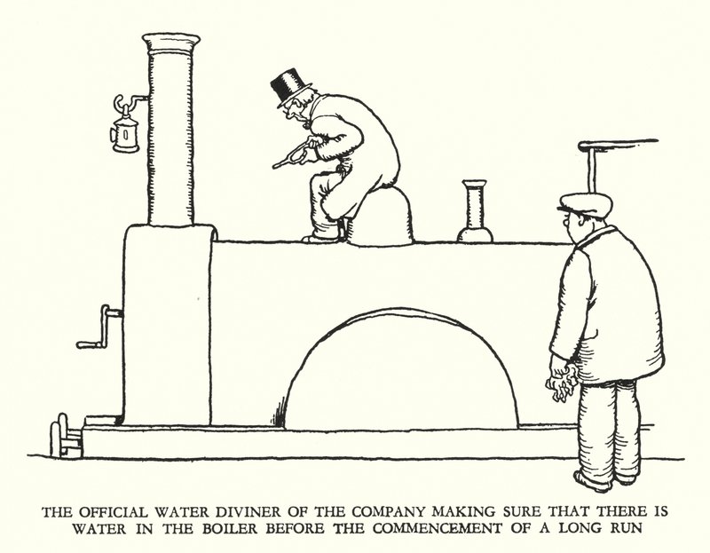 Illustrasjon for Railway Ribaldry av W Heath Robinson (litho) av William Heath Robinson