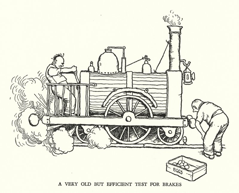 Illustrasjon for Railway Ribaldry av W Heath Robinson (litho) av William Heath Robinson