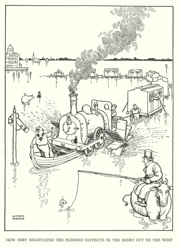 Illustrasjon for Railway Ribaldry av W Heath Robinson (litho) av William Heath Robinson