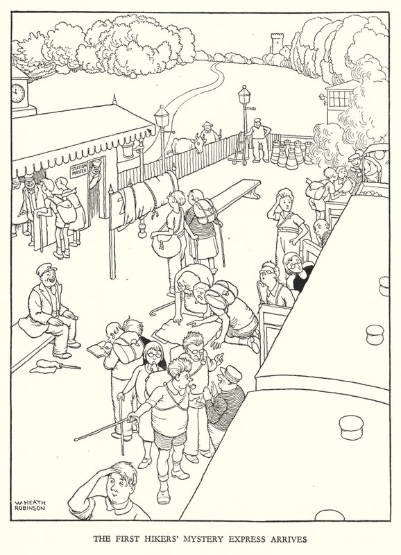 Illustrasjon for Railway Ribaldry av W Heath Robinson (litho) av William Heath Robinson