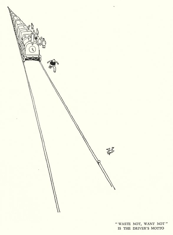 Illustrasjon for Railway Ribaldry av W Heath Robinson (litho) av William Heath Robinson