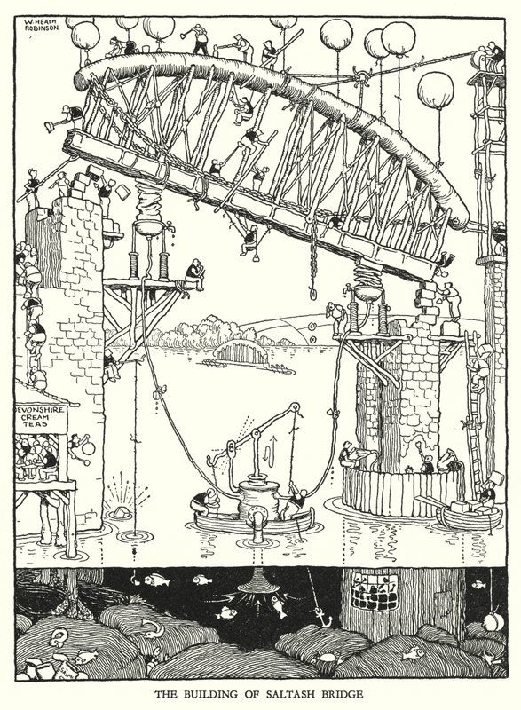 Illustrasjon for Railway Ribaldry av W Heath Robinson (litho) av William Heath Robinson