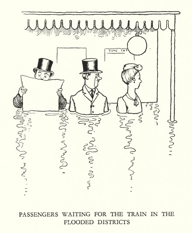 Illustrasjon for Railway Ribaldry av W Heath Robinson (litho) av William Heath Robinson