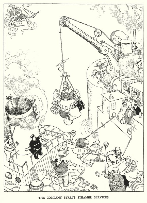 Illustrasjon for Railway Ribaldry av W Heath Robinson (litho) av William Heath Robinson