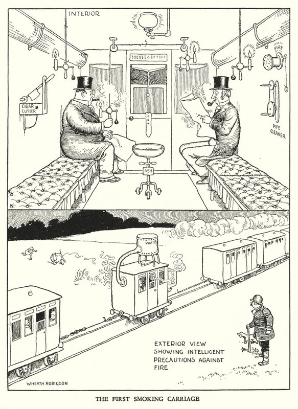 Illustrasjon for Railway Ribaldry av W Heath Robinson (litho) av William Heath Robinson