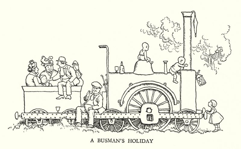 Illustrasjon for Railway Ribaldry av W Heath Robinson (litho) av William Heath Robinson