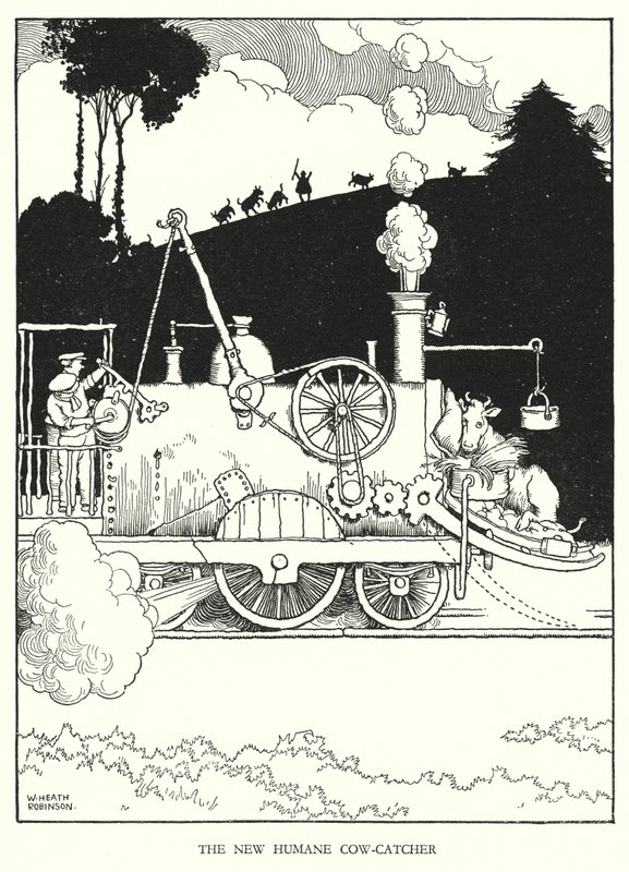 Illustrasjon for Railway Ribaldry av W Heath Robinson (litho) av William Heath Robinson