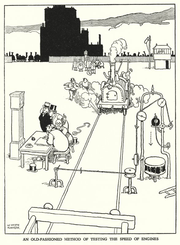 Illustrasjon for Railway Ribaldry av W Heath Robinson (litho) av William Heath Robinson