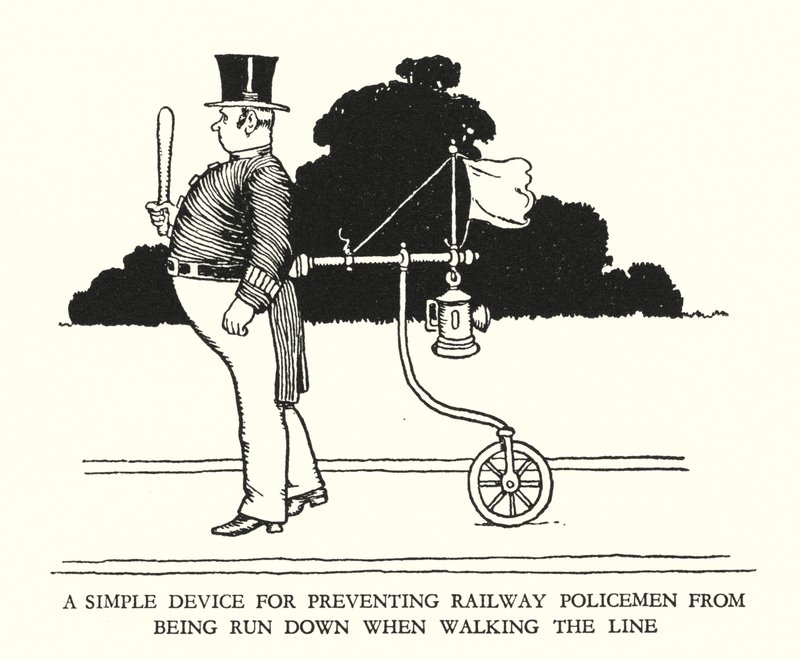 Illustrasjon for Railway Ribaldry av W Heath Robinson (litho) av William Heath Robinson