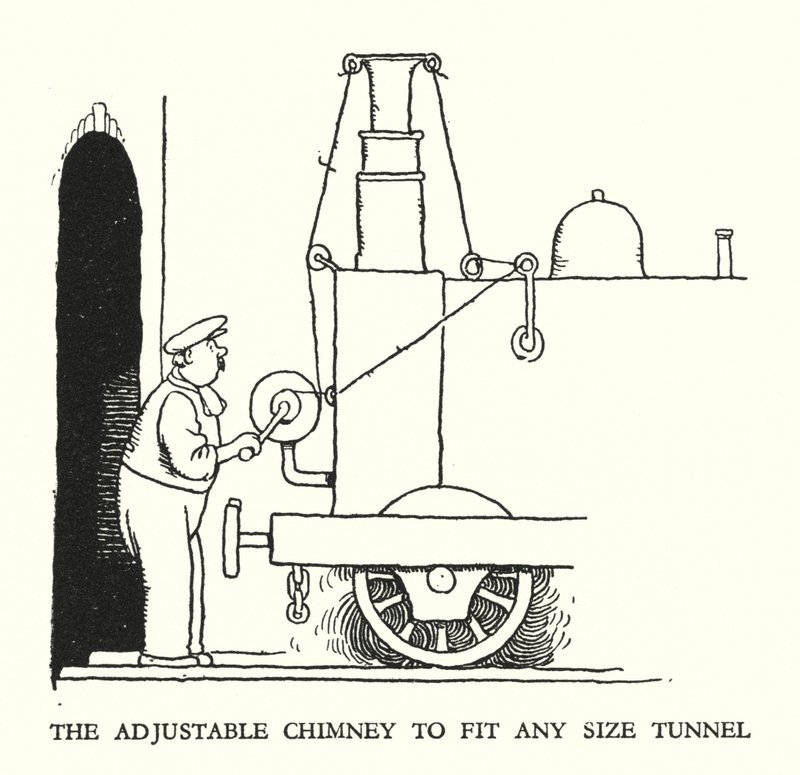 Illustrasjon for Railway Ribaldry av W Heath Robinson (litho) av William Heath Robinson