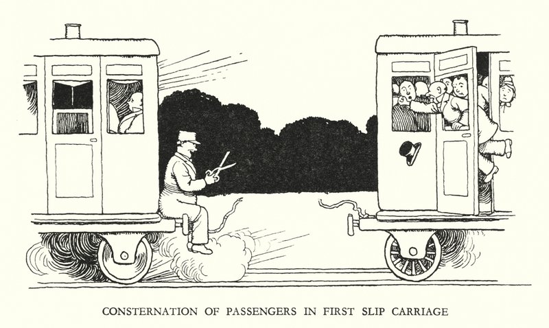 Illustrasjon for Railway Ribaldry av W Heath Robinson (litho) av William Heath Robinson