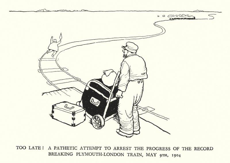 Illustrasjon for Railway Ribaldry av W Heath Robinson (litho) av William Heath Robinson